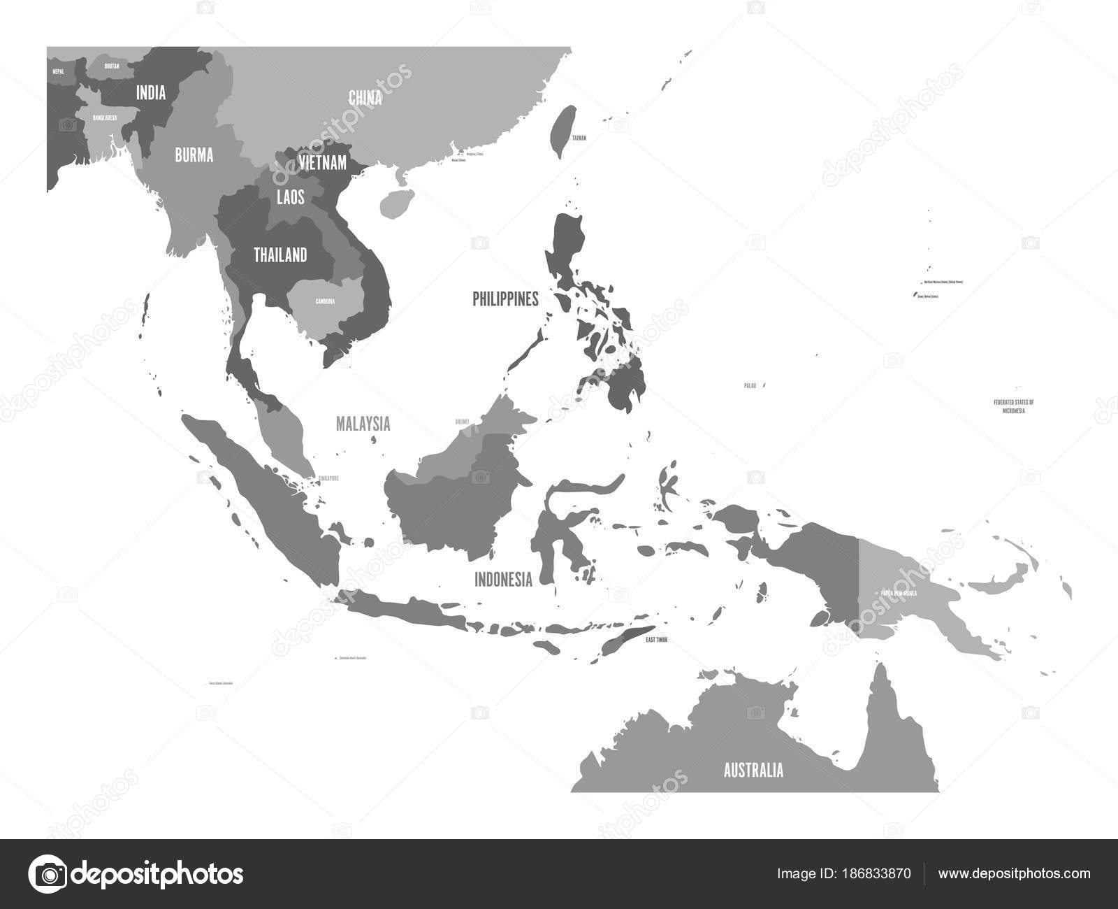 East Asia Map Black And White