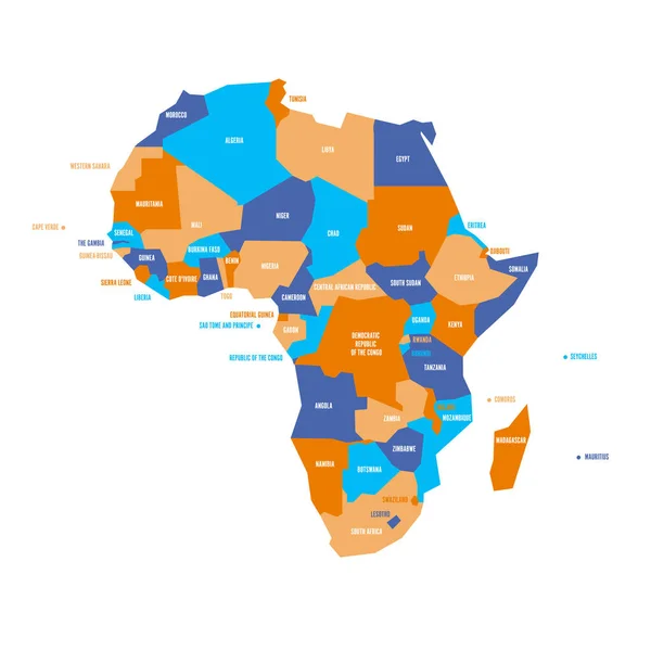 Mappa politica infografica dell'Africa molto semplificata. Semplice illustrazione geometrica vettoriale — Vettoriale Stock