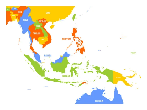 Mapa vectorial del sudeste asiático — Vector de stock