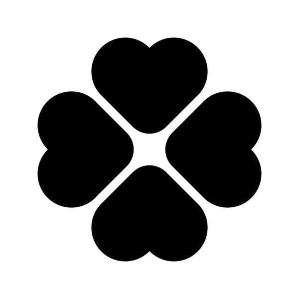 Silhouette arrondie Shamrock - icône noire du trèfle à quatre feuilles. Bonne chance élément de conception de thème. Illustration vectorielle géométrique simple — Image vectorielle