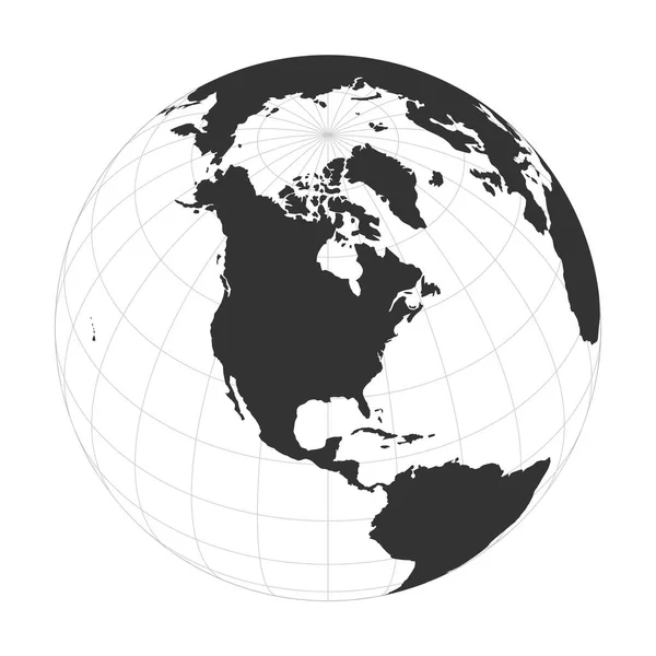 Vector globo terrestre centrado en América del Norte — Archivo Imágenes Vectoriales