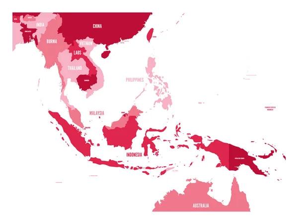 Mappa del sud-est asiatico. Mappa vettoriale nei toni del marrone — Vettoriale Stock