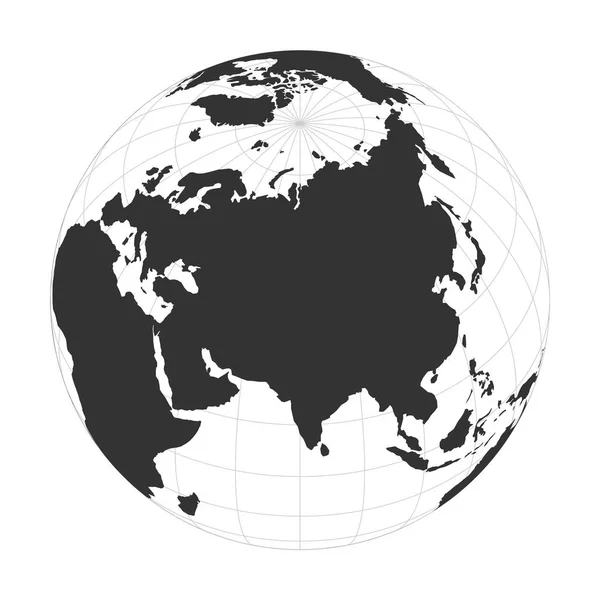 벡터 지구 아시아 대륙에 초점을 맞춘 지구 — 스톡 벡터