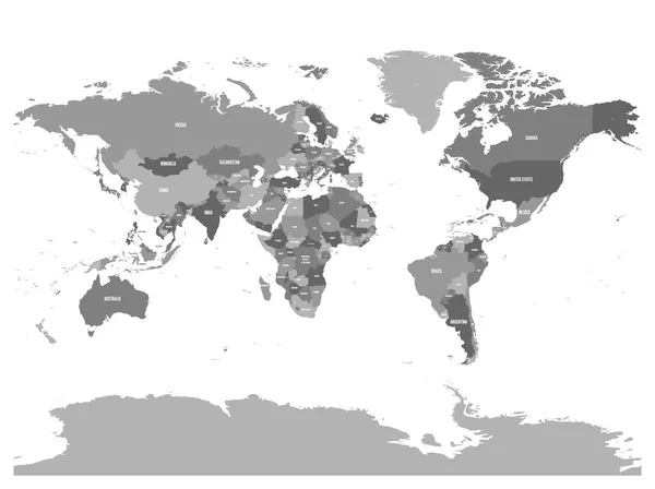 Οριζόντια αναστροφή πολιτικό χάρτη του κόσμου. Κατοπτρική ανάκλαση. Εικονογράφηση διάνυσμα — Διανυσματικό Αρχείο
