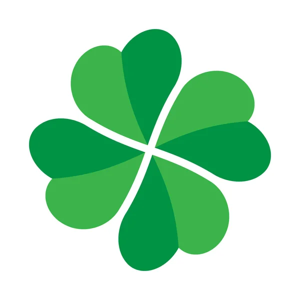 Shamrock - groen klavertje vier pictogram. Succes thema design element. Eenvoudige gedraaide vorm vector illustratie — Stockvector