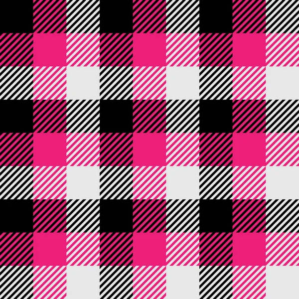 Patrón de madera escocesa en rosa, blanco y negro. Patrón de vector sin fisuras. Diseño textil vintage simple — Archivo Imágenes Vectoriales