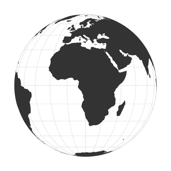 Векторный земной шар ориентирован на Африку — стоковый вектор