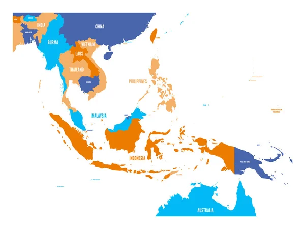 Carte vectorielle de Asie du Sud-Est — Image vectorielle