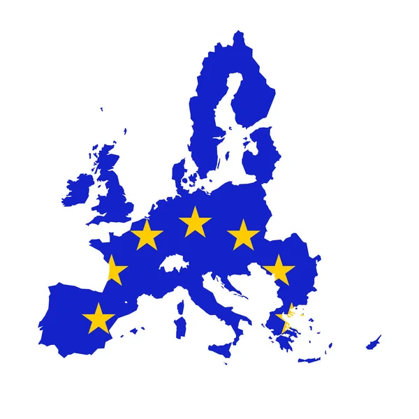 Mapa vectorial de la Unión Europea combinado con la bandera de la UE — Vector de stock