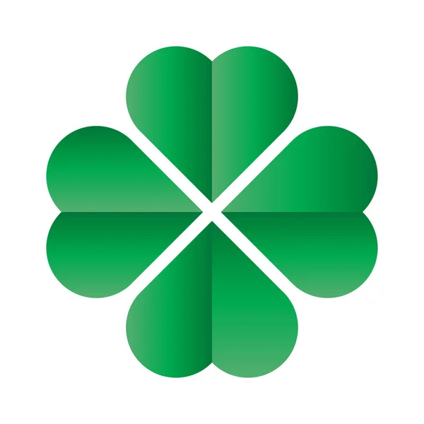 Shamrock - verde icono de trébol de cuatro hojas. Buena suerte elemento de diseño tema. Ilustración simple vector de forma geométrica — Archivo Imágenes Vectoriales