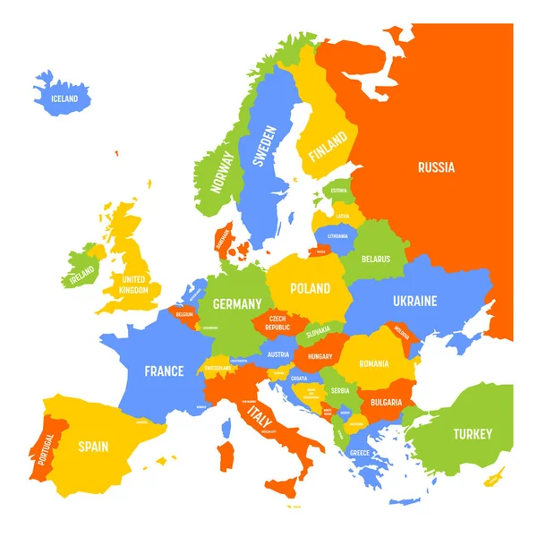 Mapa colorido de Europa — Vector de stock