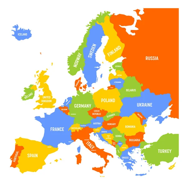 Mapa colorido da Europa —  Vetores de Stock