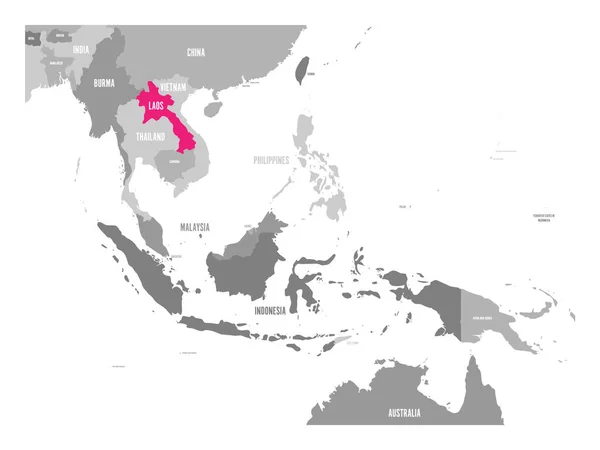 แผนที่เวกเตอร์ของลาว สีชมพูที่เน้นในภูมิภาคเอเชียตะวันออกเฉียงใต้ — ภาพเวกเตอร์สต็อก