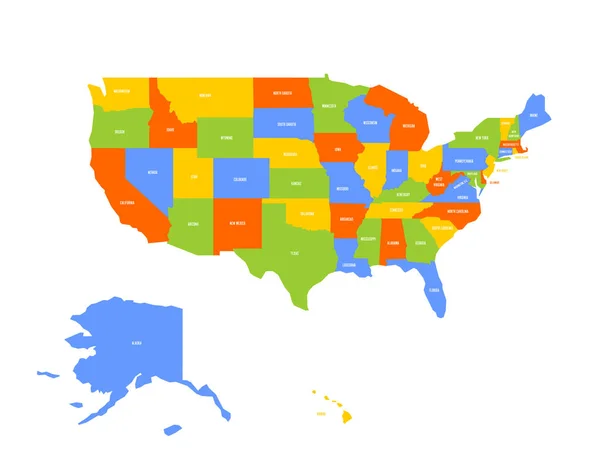 Wektorowa mapa USA, Stany Zjednoczone Ameryki — Wektor stockowy