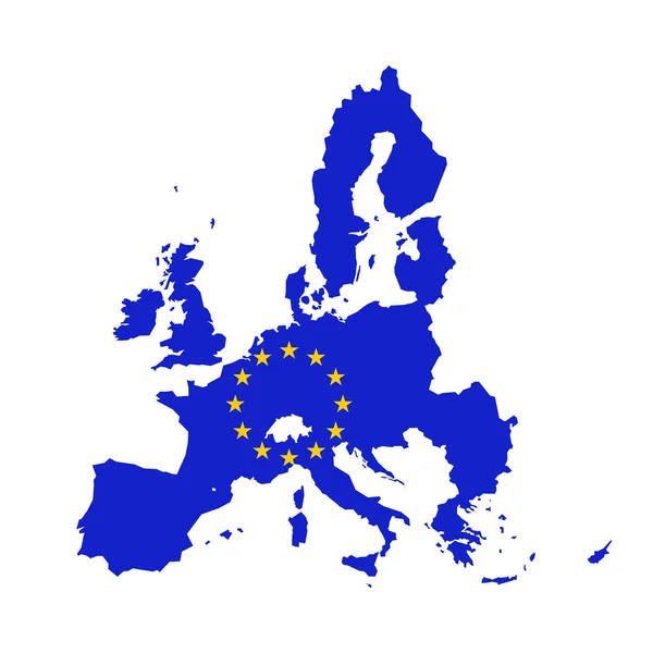 Vektorová mapa Evropské unie v kombinaci s vlajkou EU — Stockový vektor
