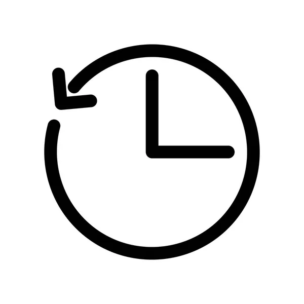 Uhr-Symbol mit Pfeil als Zeitverschiebung. Umrisse modernes Gestaltungselement. Einfaches schwarzes flaches Vektorzeichen mit abgerundeten Ecken — Stockvektor