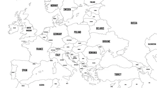 Mapa de Europa con la región del Cáucaso. Mapa simplificado de los bordes negros alineados. Ilustración vectorial — Vector de stock