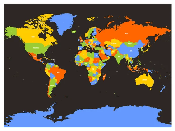 Países do Mundo. Mapa vetorial colorido —  Vetores de Stock