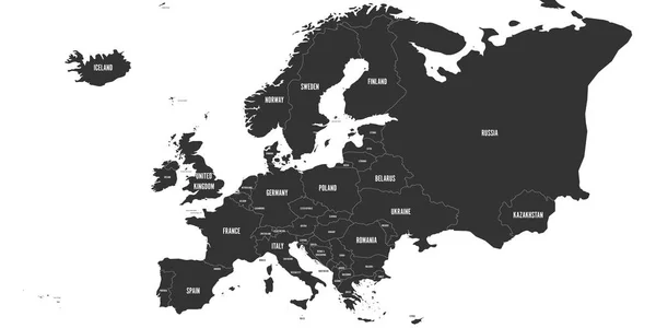 Carte d'Europe avec les noms des pays souverains — Image vectorielle