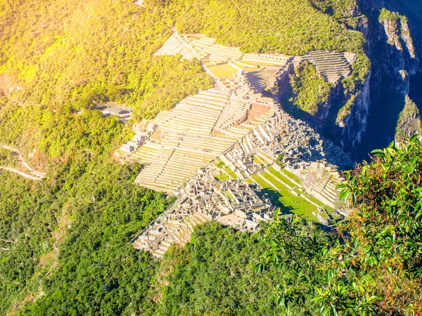 Vista aérea de Machu Picchu de Huayna Picchu — Fotografia de Stock