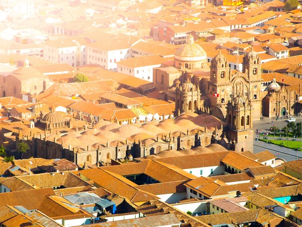 Vista aérea de la Catedral de Cusco en Plaza de Armas, Cusco, Perú — Foto de Stock