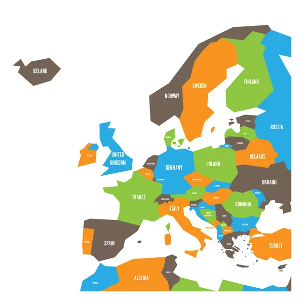 Carte politique infographique très simplifiée de l'Europe. Illustration vectorielle géométrique simple — Image vectorielle