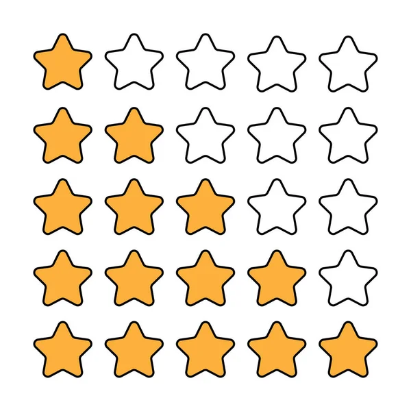 5 stjärnig betygsättning. Enkla rundade former i gult och vitt — Stock vektor