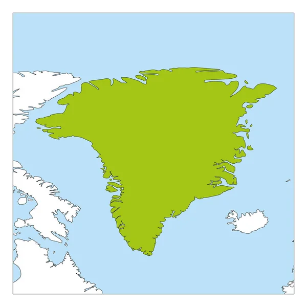 Mapa Grenlandii zaznaczona zielonym kolorem z krajami sąsiadującymi — Wektor stockowy