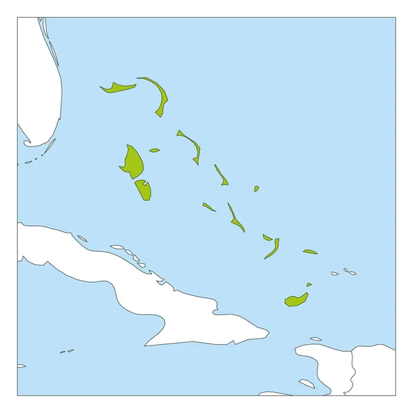 Karta över Bahamas gröna markerade med grannländerna — Stock vektor