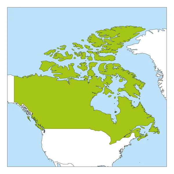 Mappa del Canada verde evidenziato con i paesi vicini — Vettoriale Stock