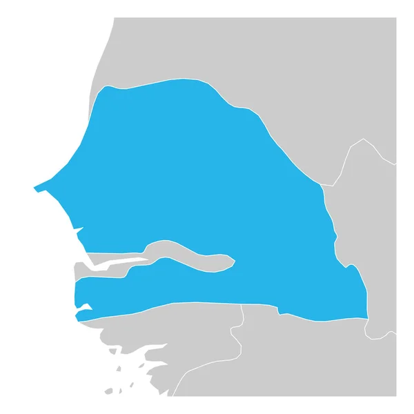 Mappa del Senegal verde evidenziato con i paesi vicini — Vettoriale Stock