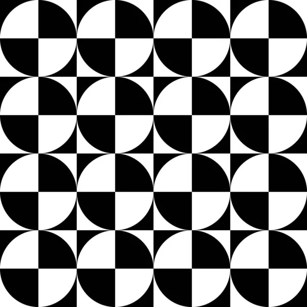 几何符号-圆形和正方形. 高对比度复古无缝图案黑色和白色. 矢量说明 — 图库矢量图片