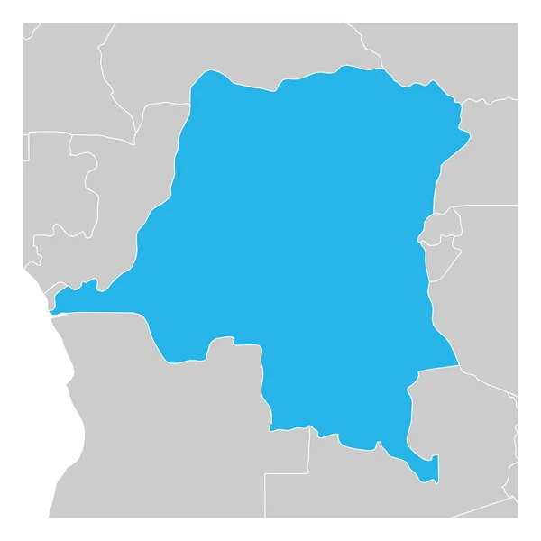 コンゴ民主共和国の地図は、近隣諸国で強調表示された緑 — ストックベクタ