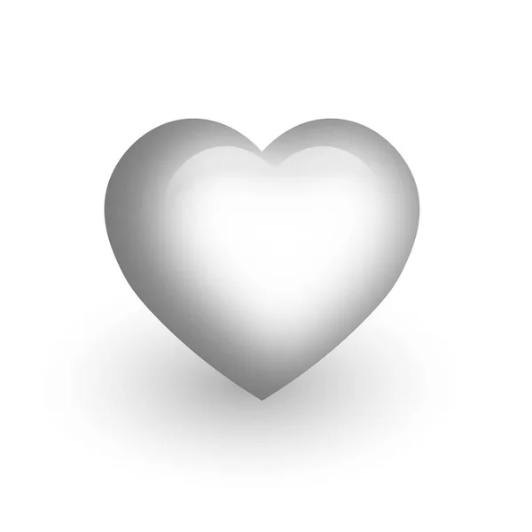 Clear white heart with glossy effect. A symbol of love and St Valentines Day. 3D vector illustration — ストックベクタ