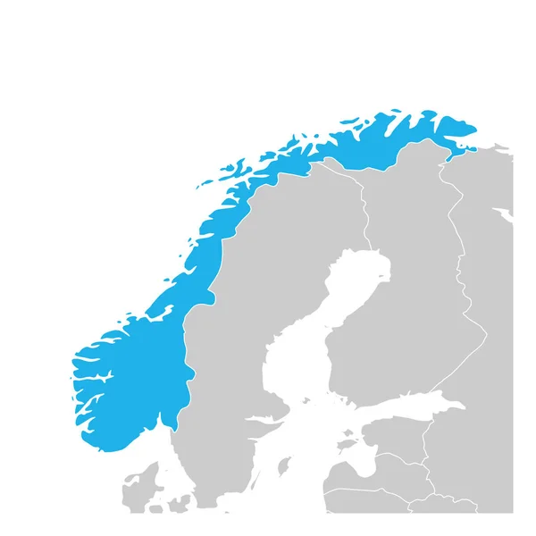 Χάρτης της Νορβηγίας πράσινο τονίζεται με γειτονικές χώρες — Διανυσματικό Αρχείο
