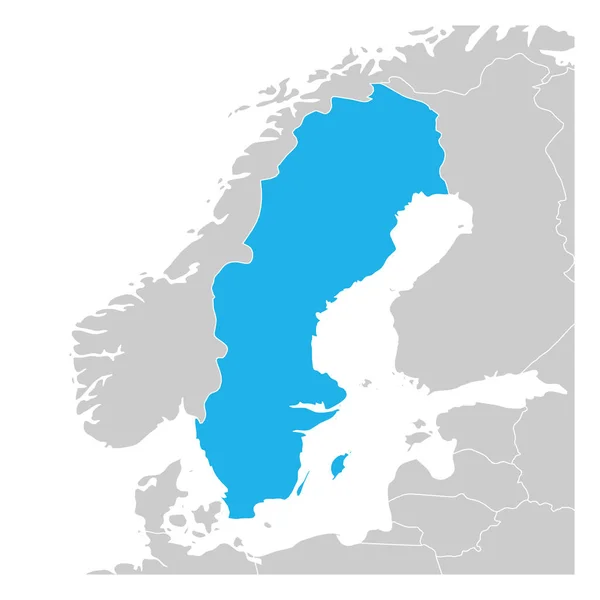 İsveç yeşil haritası komşu ülkelerle vurgulanır — Stok Vektör