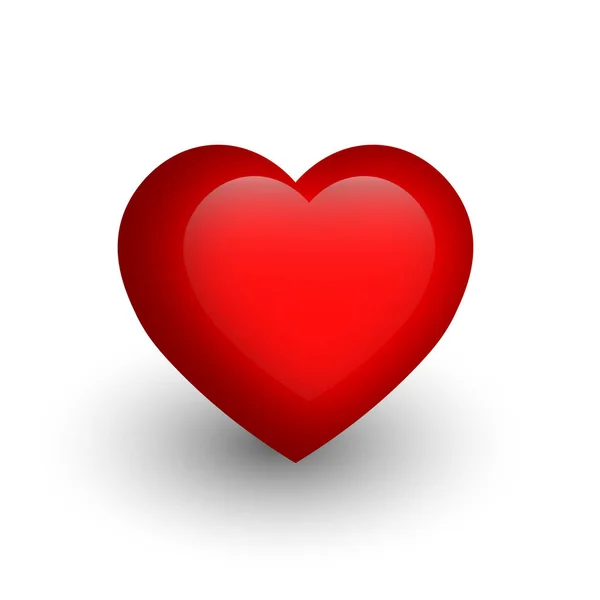 윤기가 흐르는 빨간 심장. 사랑 과 성 발렌티노의 날의 상징이지. 3D 벡터 일러스트 — 스톡 벡터