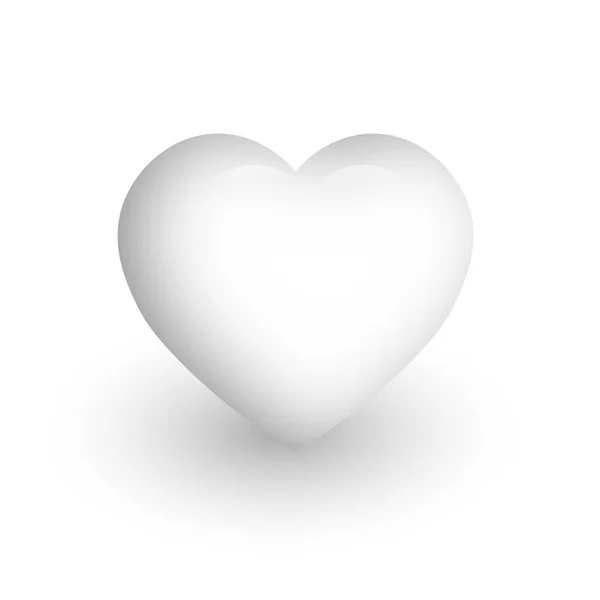 깨끗 한 하얀 심장에 광택이 나고 있어. 사랑 과 성 발렌티노의 날의 상징이지. 3D 벡터 일러스트 — 스톡 벡터