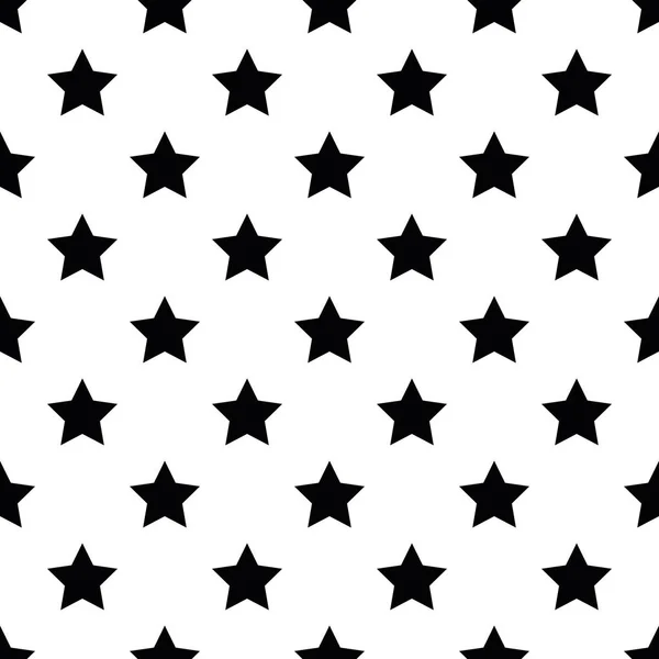 Seamless pattern of black five-pointed stars on white background. Vector illustration — Stock Vector