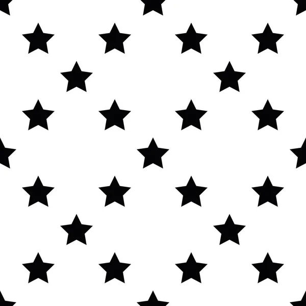 Seamless pattern of black five-pointed stars on white background. Vector illustration — Stock Vector