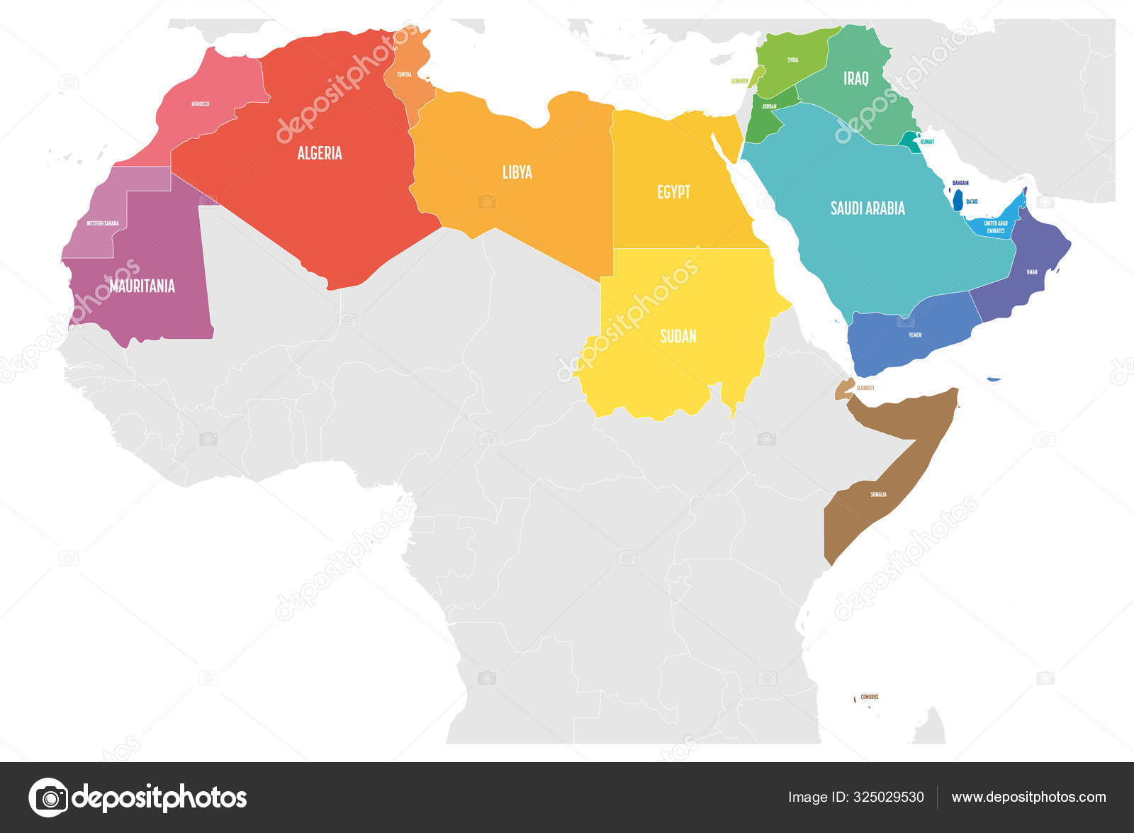 Depositphotos 325029530 Stock Illustration Arab World States Political Map 
