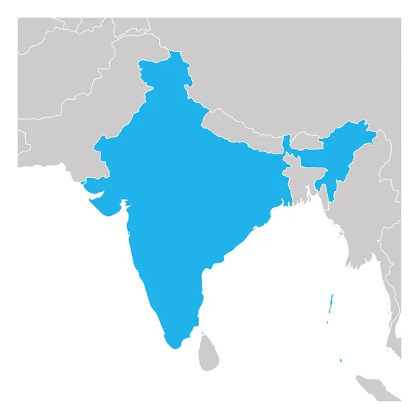Karta över Indien grön markeras med grannländer — Stock vektor