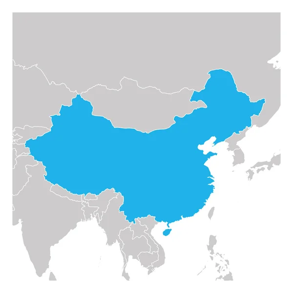 近隣諸国で強調表示された中国緑の地図 — ストックベクタ