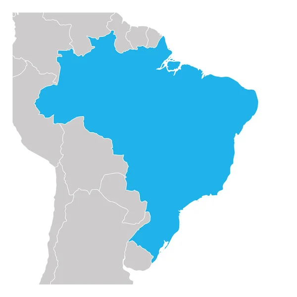 近隣諸国で強調表示されたブラジルグリーンの地図 — ストックベクタ