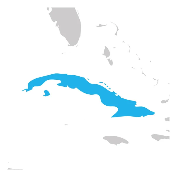 Küba yeşil haritası komşu ülkelerle vurgulandı — Stok Vektör