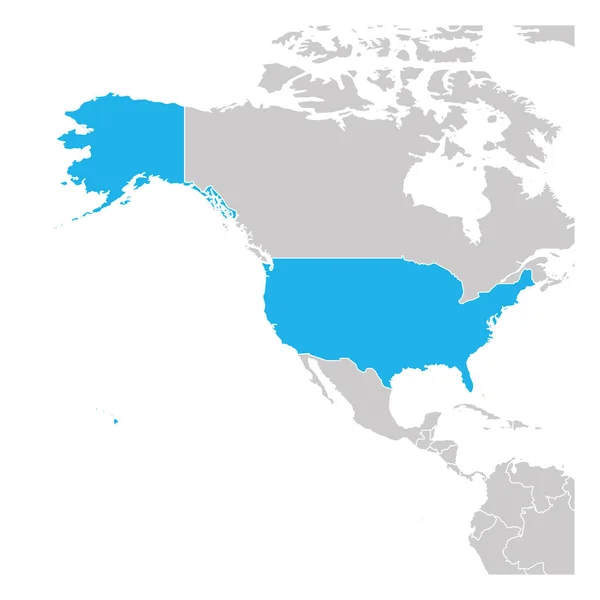 Mapa de Estados Unidos, Estados Unidos, verde resaltado con los países vecinos — Vector de stock