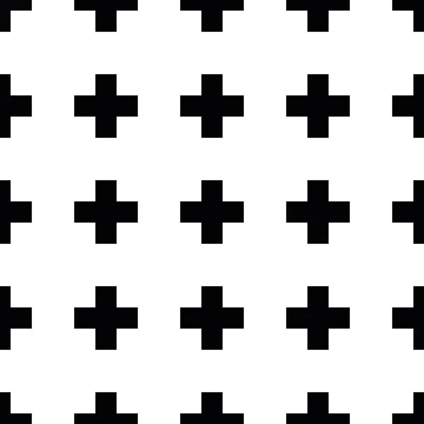 Abstrakte nahtlose Muster Hintergrund. Mosaik aus schwarzen geometrischen Kreuzen mit weißen Umrissen. Vektorillustration — Stockvektor
