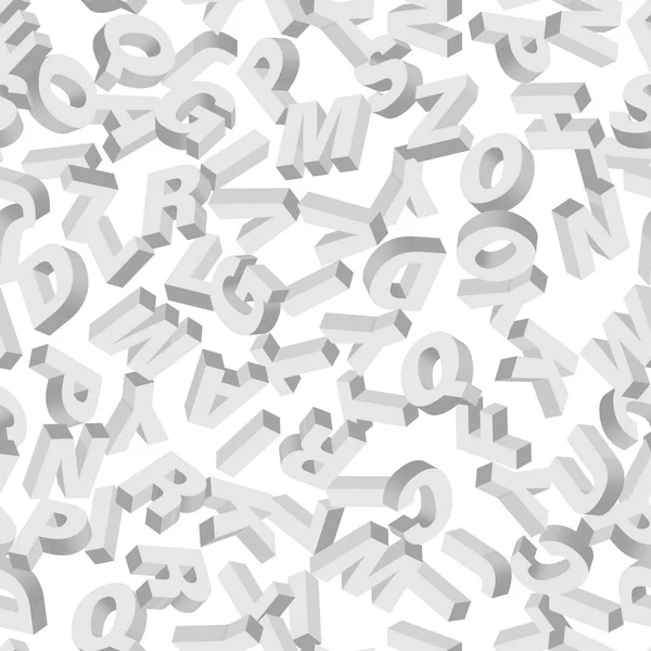 Мозаика белых трехмерных букв. Векторный бесшовный шаблон — стоковый вектор
