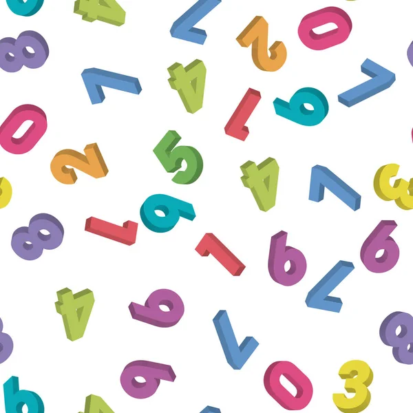 Mozaïek van kleurrijke 3d cijfers. Achtergrond van de nummers. Vector naadloos patroon — Stockvector