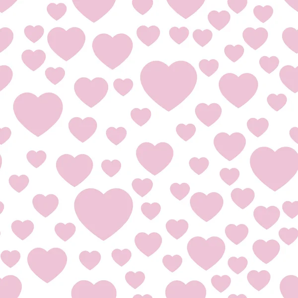 Corazones rosados patrón sin costuras. Fondo de corazones dispersos al azar. Amor o San Valentín tema. Ilustración vectorial — Vector de stock